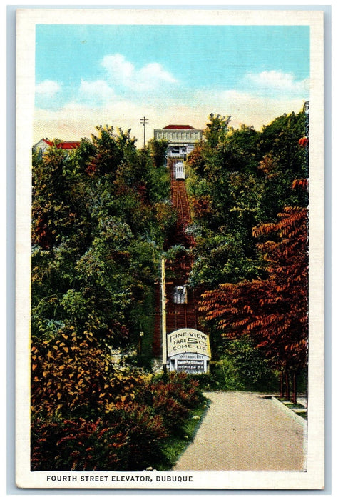 c1950's Fourth Street Elevator Incline Railway Building Dubuque Iowa IA Postcard
