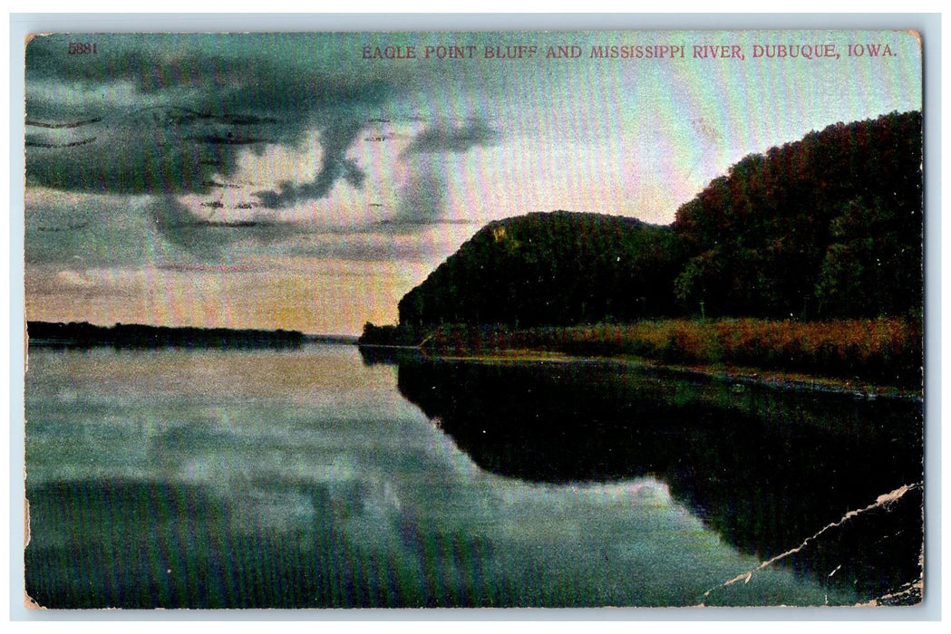1920 Eagle Point Bluff Mississippi River Lake Grove Dubuque Iowa IA Postcard