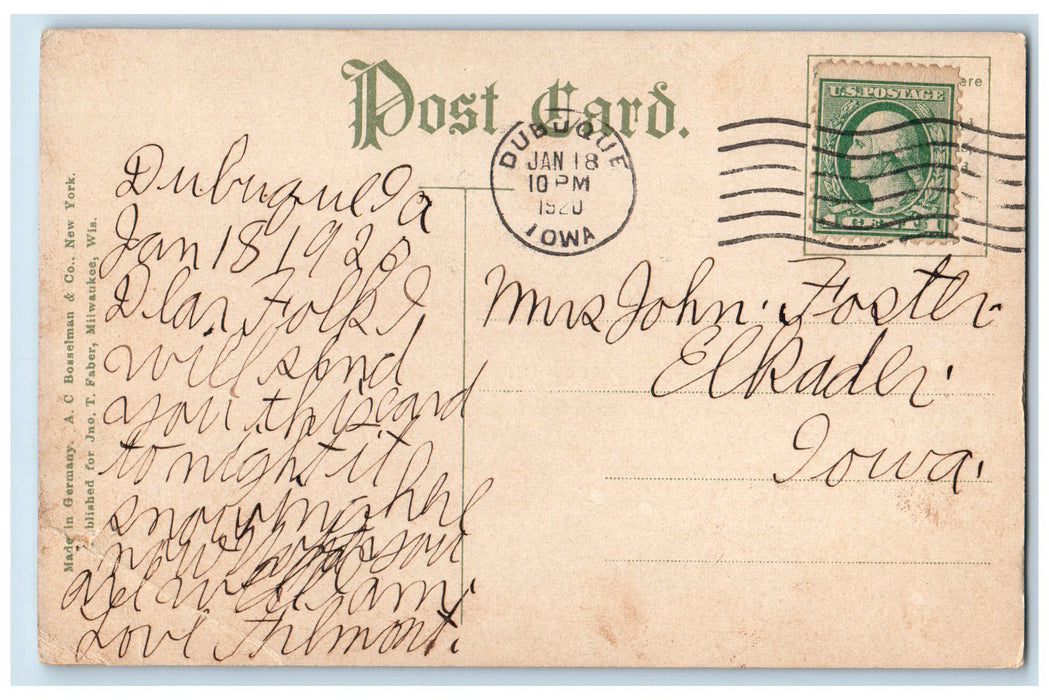 1920 Eagle Point Bluff Mississippi River Lake Grove Dubuque Iowa IA Postcard