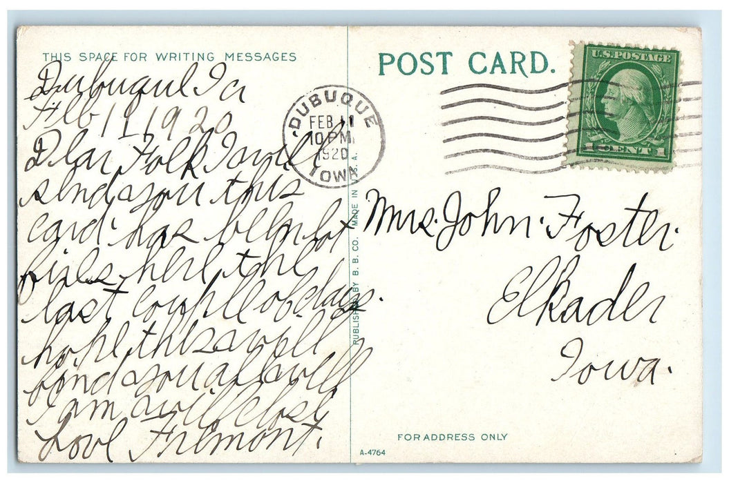 1920 View From Pavilion Eagle Point Park River Lake Dubuque Iowa IA Postcard