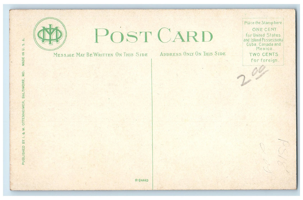 c1950's Washington Monument Mt. Vernon Place Tower Statue Baltimore MD Postcard