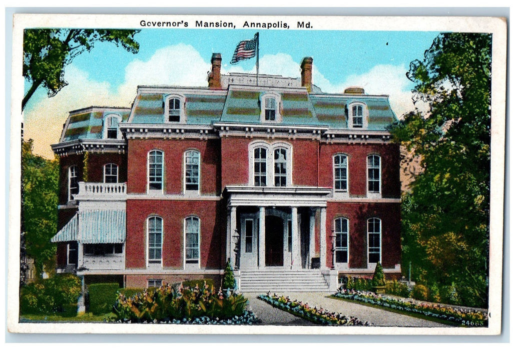 c1950's Governor's Mansion Building Steps To Entrance Door Annapolis MD Postcard