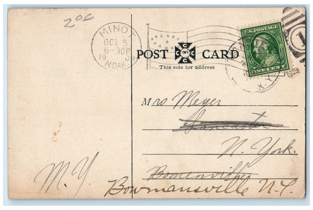 1909 St. Leo's Catholic Church Exterior Minot North Dakota ND Posted Postcard
