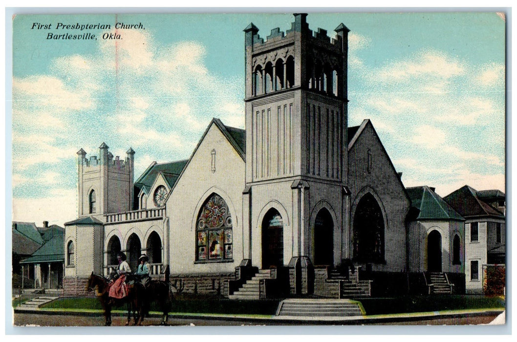 1911 First Presbyterian Church Exterior Bartlesville Oklahoma OK Posted Postcard