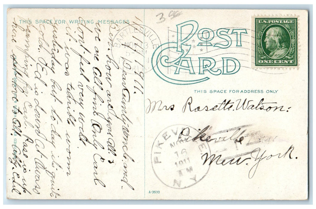 1911 First Presbyterian Church Exterior Bartlesville Oklahoma OK Posted Postcard