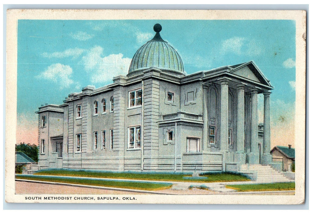 1935 South Methodist Church Exterior Scene Sapulpa Oklahoma OK Posted Postcard