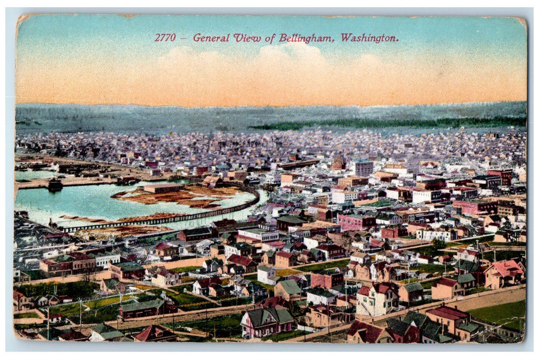 1915 General View Of Bellingham Houses Scene Washington WA Posted Postcard