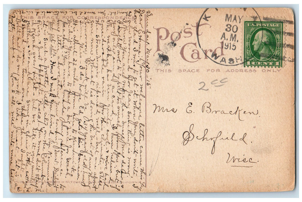 1915 General View Of Bellingham Houses Scene Washington WA Posted Postcard