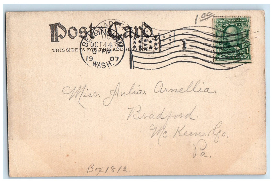 1907 Large Letter Greetings From Bellingham Washington WA Posted Moon Postcard