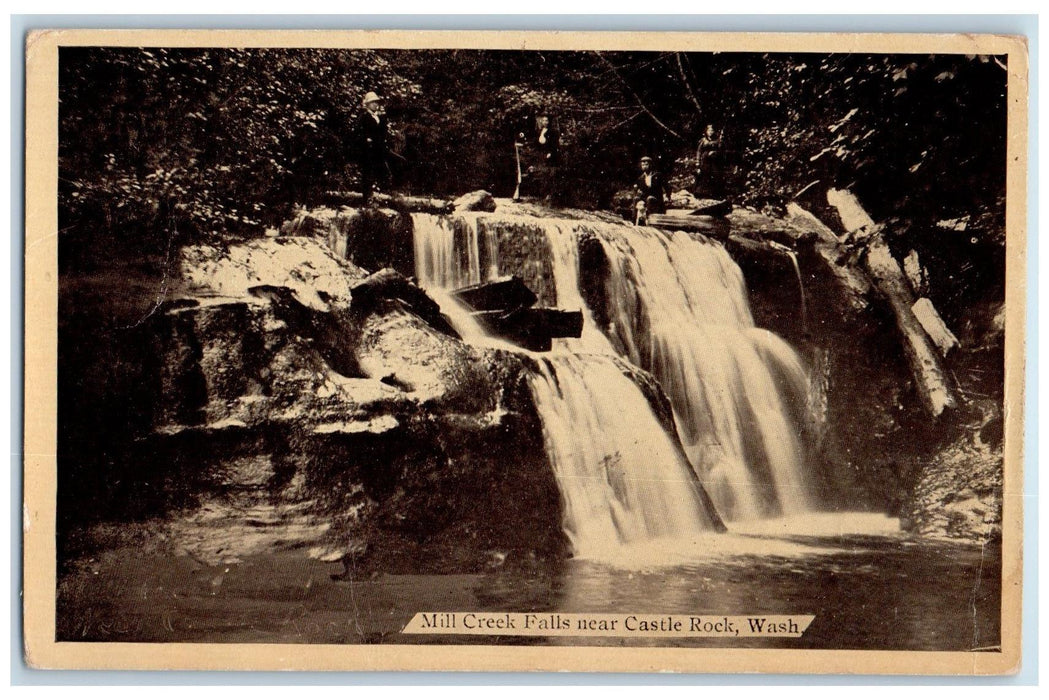 1910 Mill Creek Falls Scene Near Castle Rock Washington WA Posted Rocks Postcard