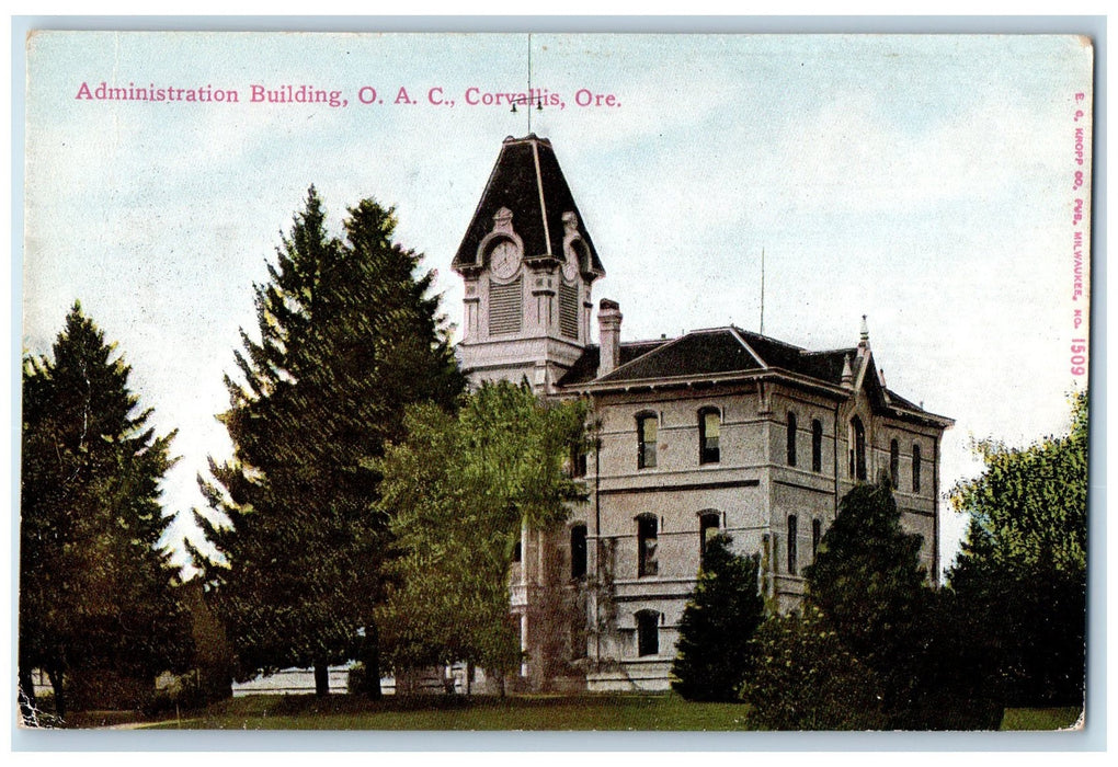 c1920s Administration Building View O.A.C. Corvallis Oregon OR Unposted Postcard