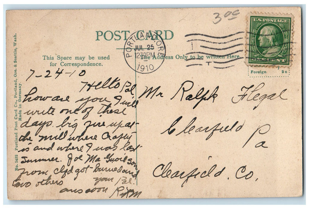 1910 Northern Pacific Railroad Train Crossing Columbia River Ferry OR Postcard