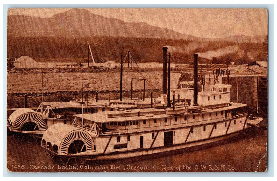 c1940's Cascade Locks View Columbia River Oregon OR Unposted Steamships Postcard