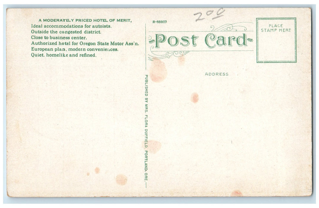 c1920's Hotel Clifford The Principal East Side Hotel Portland Oregon OR Postcard