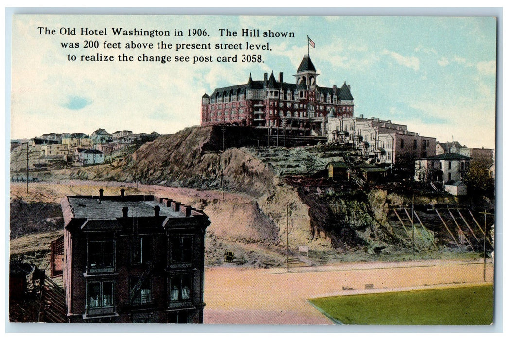 1906 The Old Hotel 200 Feet Hill Scene Washington WA Unposted Vintage Postcard