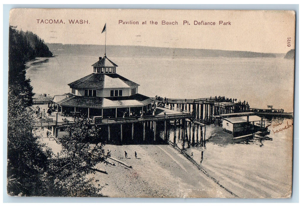 1908 Pavilion At The Beach Defiance Park Tacoma Washington WA Posted Postcard