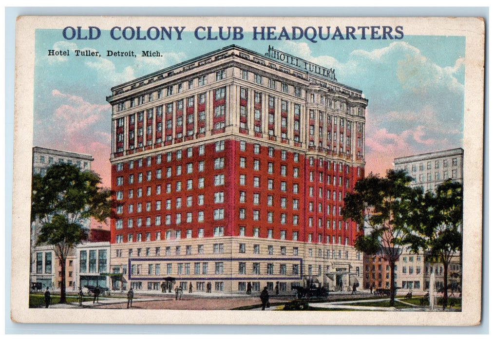 c1940's Old Colony Club Headquarters Hotel Tuller Detroit MI Unposted Postcard