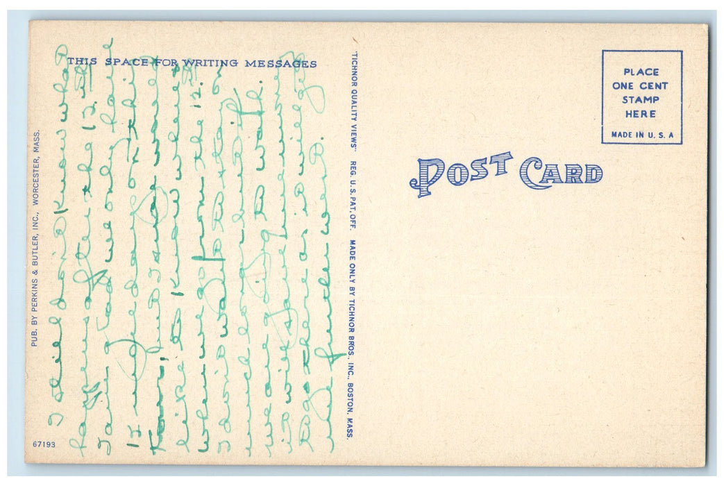 c1940's City Hall Plaza Park Building Post Office Vehicles Worcester MA Postcard