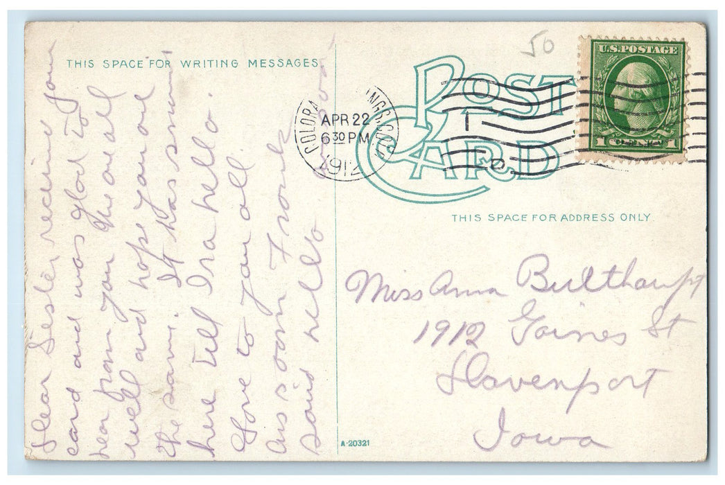 1912 Pike's Peak Avenue Railroad Trolley Buildings Colorado Springs CO Postcard