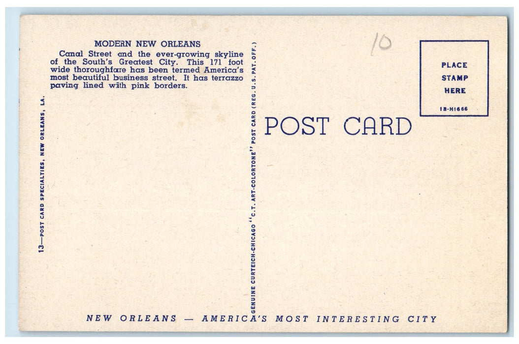 c1950 Canal Street Aerial View Buildings Railway Vehicle New Orleans LA Postcard