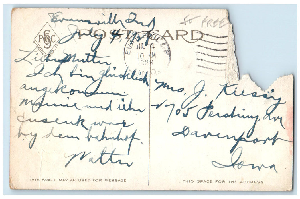 1928 Main Street Looking East From Third Railway Building Evansville IN Postcard