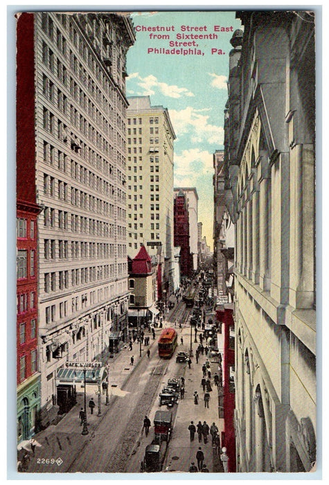 1912 Chestnut Street East 16th St. Buildings Railway Philadelphia PA Postcard