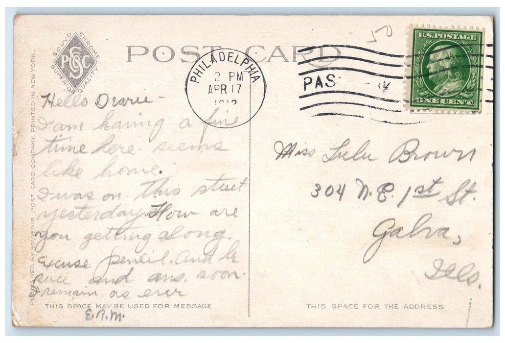 1912 Chestnut Street East 16th St. Buildings Railway Philadelphia PA Postcard