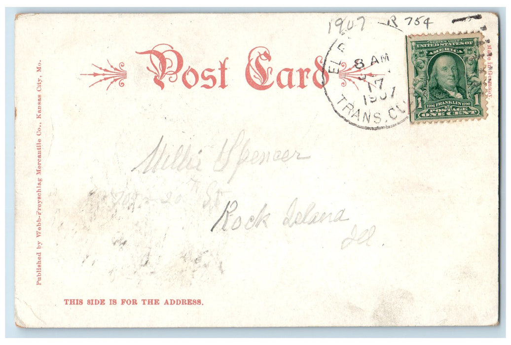 1907 The Electric Park Benches Truss Tower Tree Kansas City Missouri MO Postcard