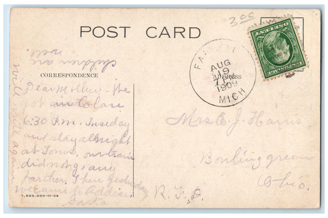 1909 Steam Engine 18x36 in. Steel Separator Rice Process WI Advertising Postcard