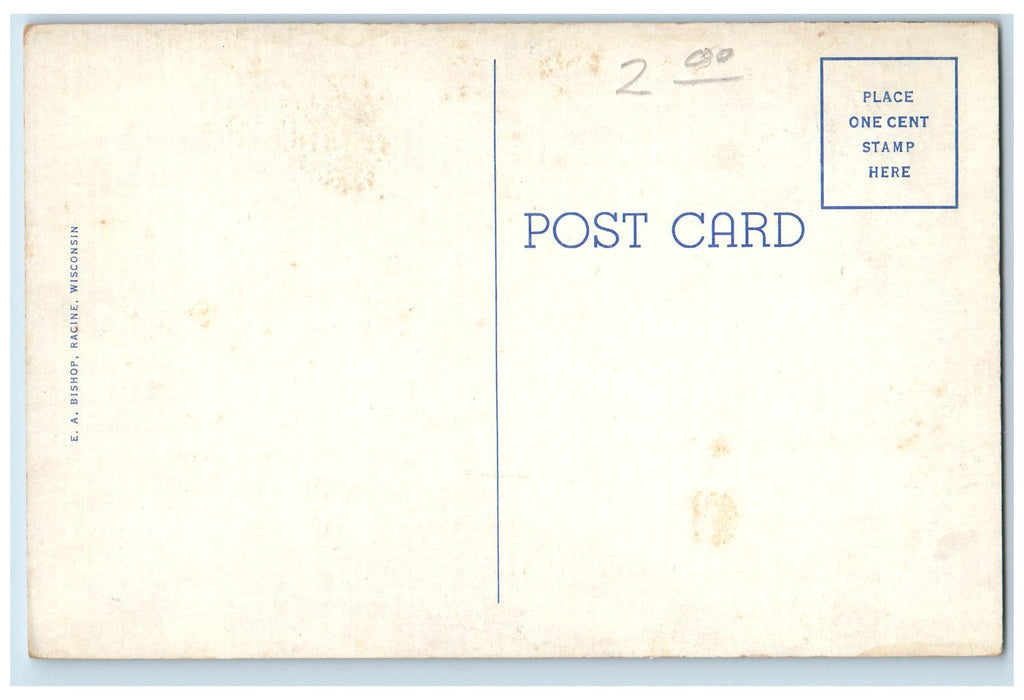 c1940's Harbor Scene Racine Lake River Passenger Boat Ship Michigan WI Postcard