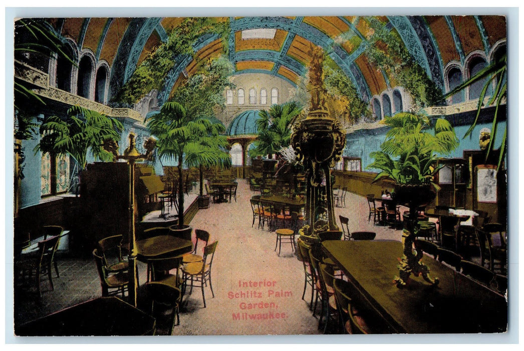 c1950 Interior Design Schlitz Palm Garden Dome Restaurant Milwaukee WI Postcard