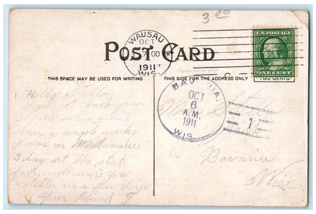 1911 City Hall & Pabst Building Boats Paddling Dock Bridge Milwaukee WI Postcard