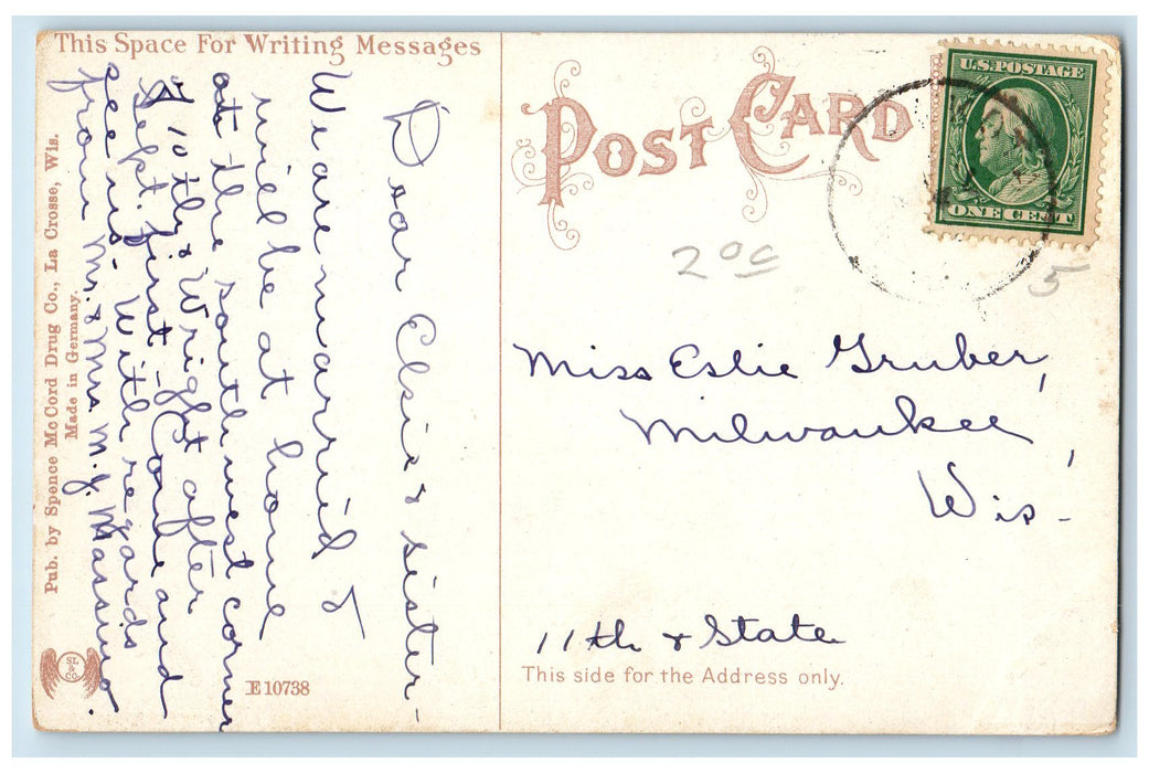 c1950's Christian Church Building Railway Tower La Crosse Wisconsin WI Postcard