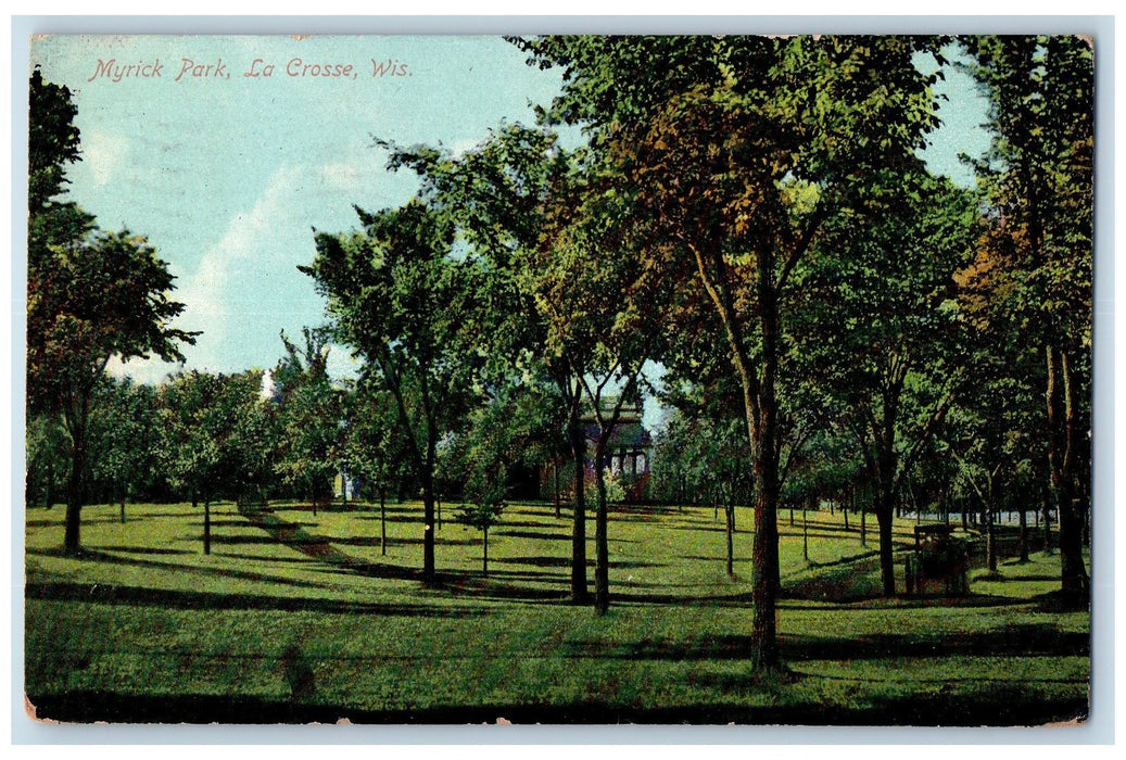 1909 Myrick Park Groves Road Buildings Horse Carriage View La Crosse WI Postcard
