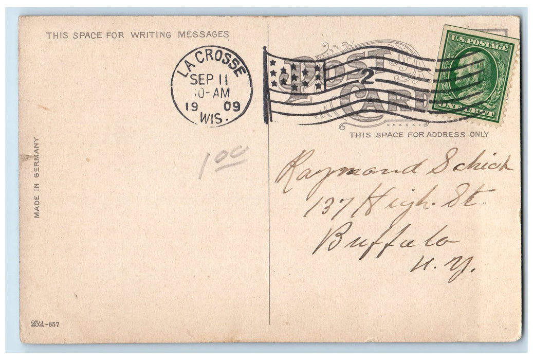 1909 Myrick Park Groves Road Buildings Horse Carriage View La Crosse WI Postcard