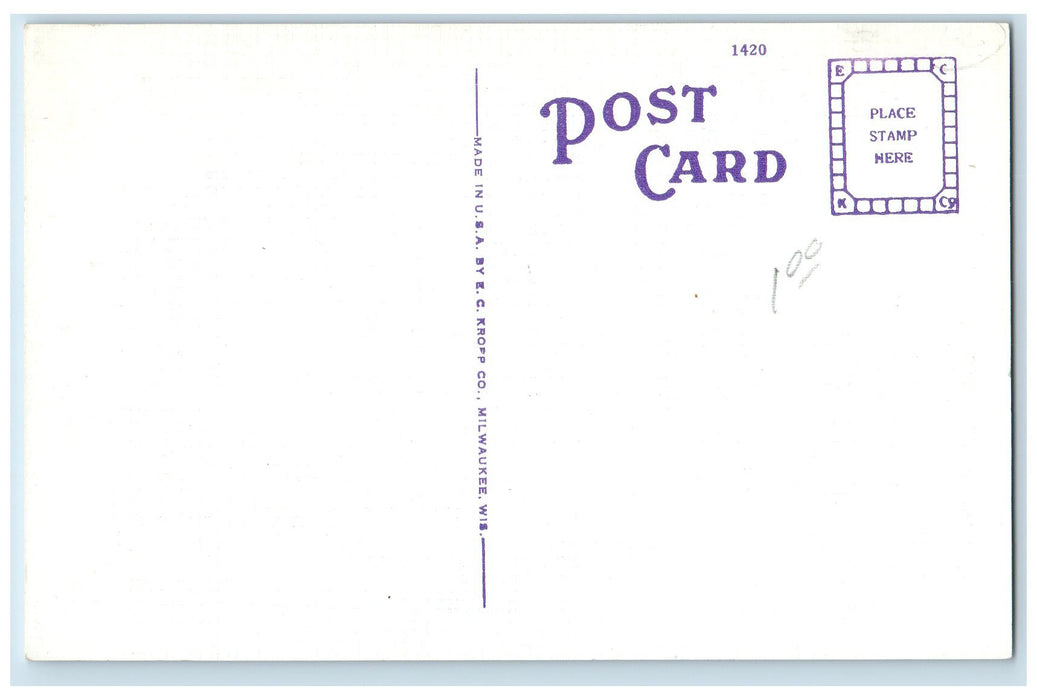 c1940 Masonic Temple Building Stairs Entrance Fond Du Lac Wisconsin WI Postcard