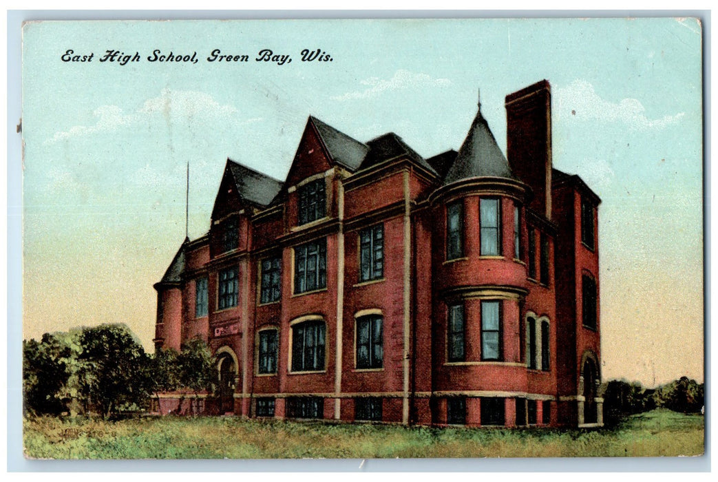 c1950's East High School Campus Building Ground Green Bay Wisconsin WI Postcard