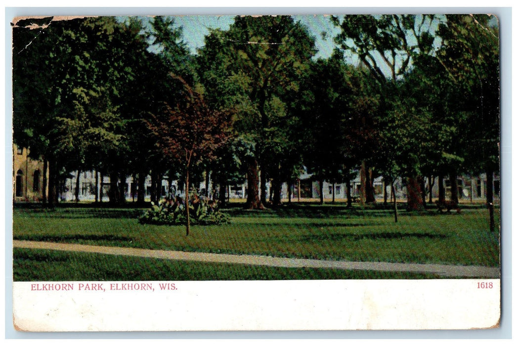 19011 Elkhorn Park Grove Ground Pathway Flowers Beads View Wisconsin WI Postcard