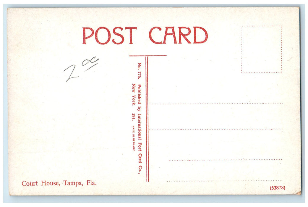 c1950 Court House Building Tower Dome Railway Dirt Road View Tampa FL Postcard