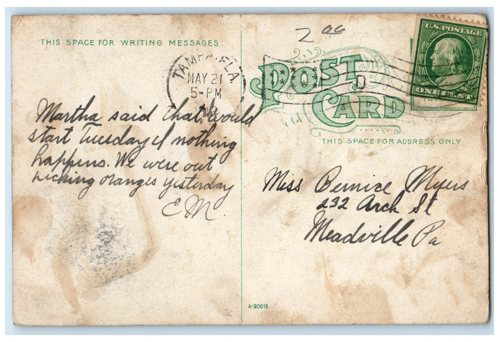 1912 The Docks Port Tampa Passenger Boats Ships Smokestacks Tampa FL Postcard
