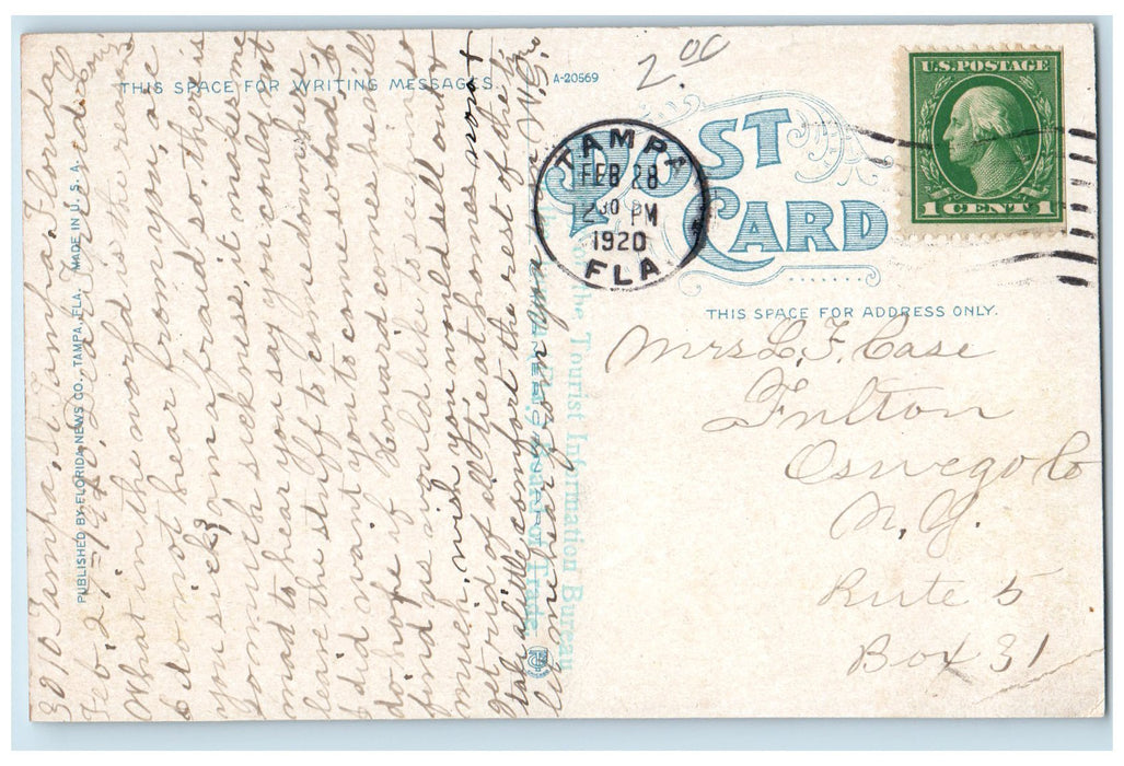 1920 YMCA Building Entrance Dirt Road Corner Street Tampa Florida FL Postcard