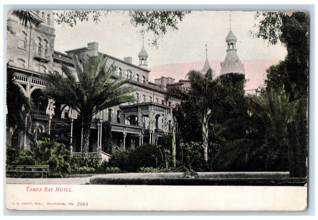 c1905 Tampa Bay Hotel Building Restaurant Tower Trees Tampa Florida FL Postcard