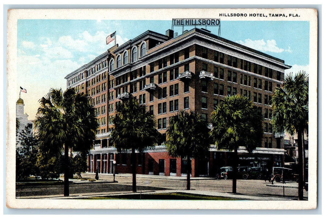 1923 Hillsboro Hotel Building Restaurant Classic Cars Tampa Florida FL Postcard