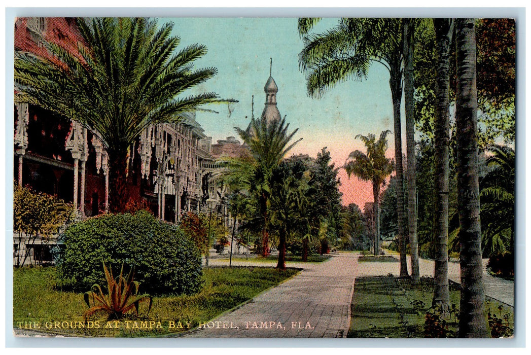 c1950 Grounds Tampa Bay Hotel Restaurant Building Landscaping Tampa FL Postcard