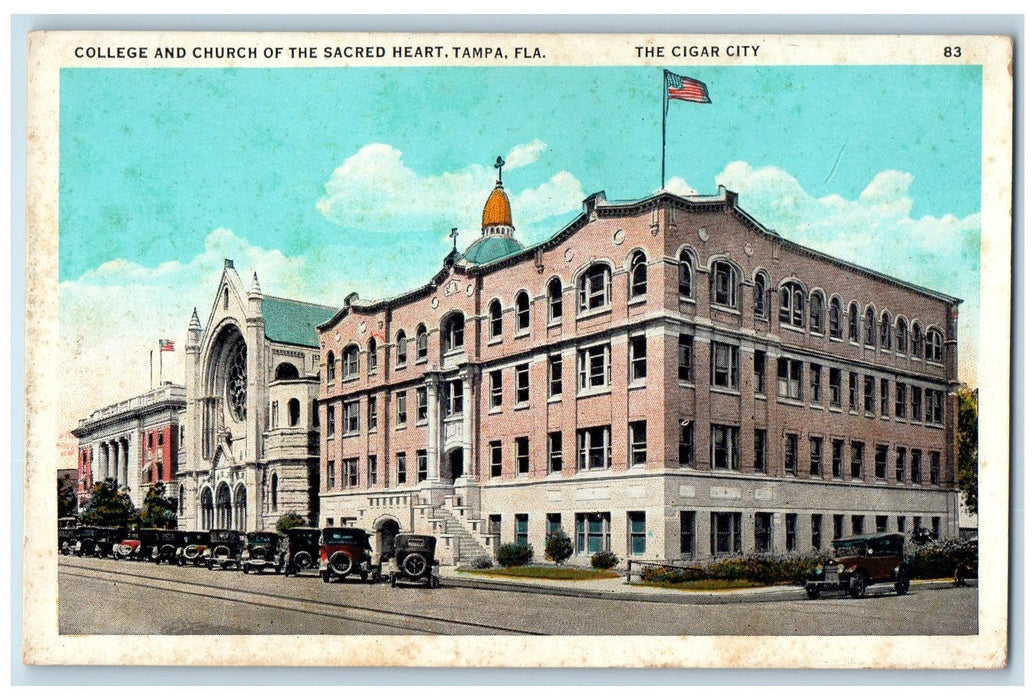 c1920 College Church Of Sacred Heart Cigar City Building View Tampa FL Postcard