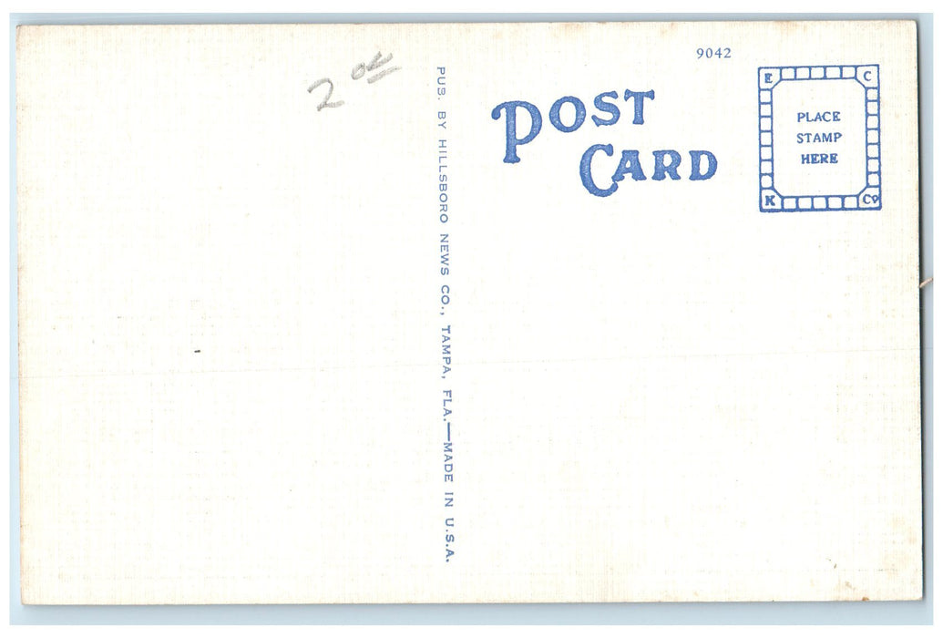 c1940's Hillsborough High School Campus Building Flag Tamp Florida FL Postcard
