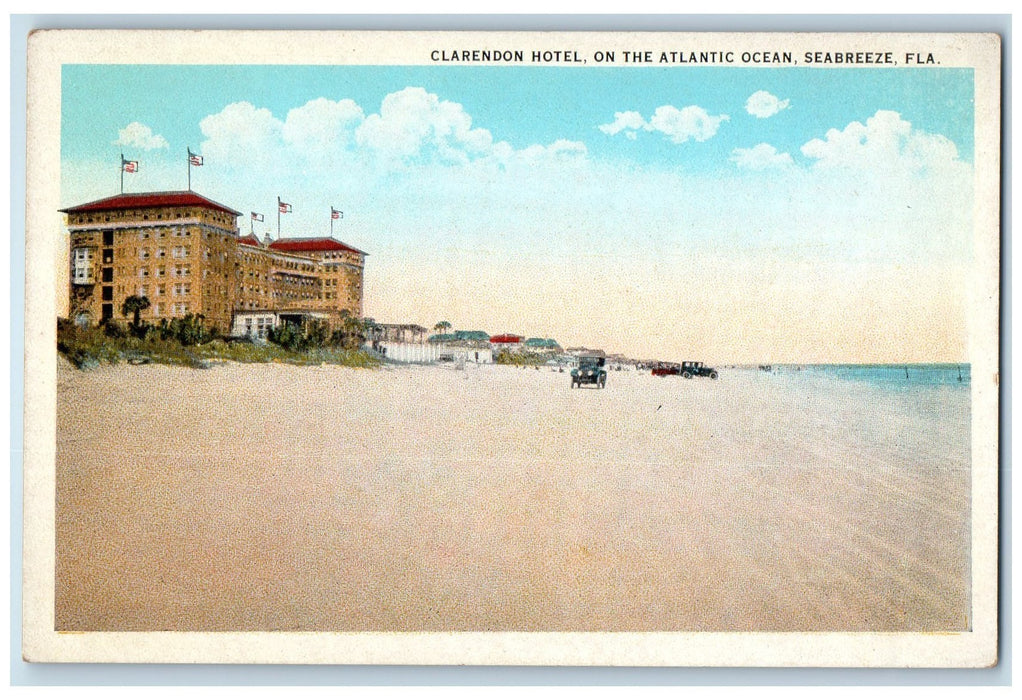 c1920's Clarendon Hotel On Atlantic Ocean Restaurant View Sea Breeze FL Postcard