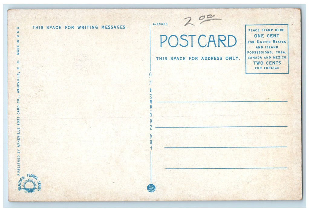c1920's Clarendon Hotel On Atlantic Ocean Restaurant View Sea Breeze FL Postcard