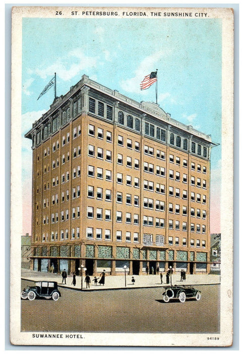 c1920 Suwannee Hotel Sunshine City Restaurant Building St Petersburg FL Postcard