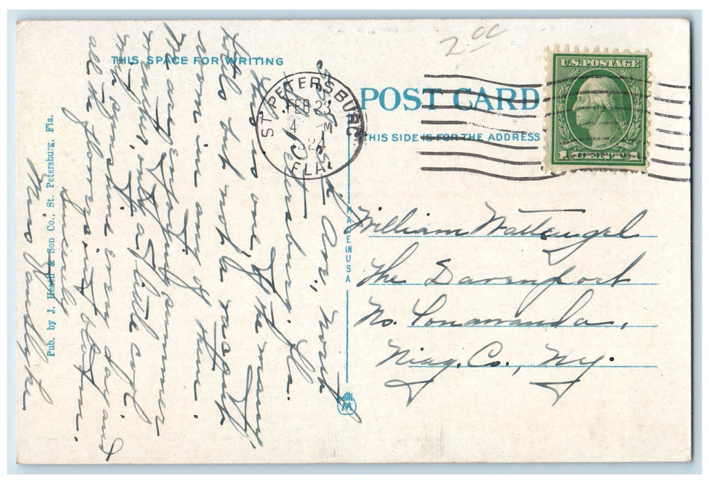 1924 Soreno Hotel Building Restaurant People Entrance St. Petersburg FL Postcard